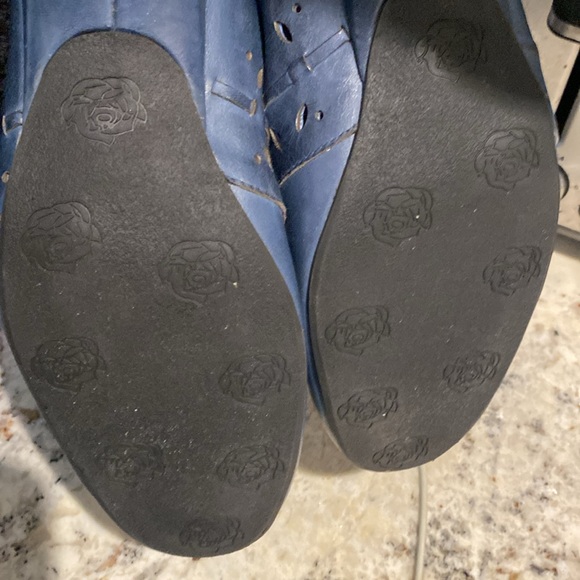 Size 8 1/2 blue leather mules - Picture 4 of 5